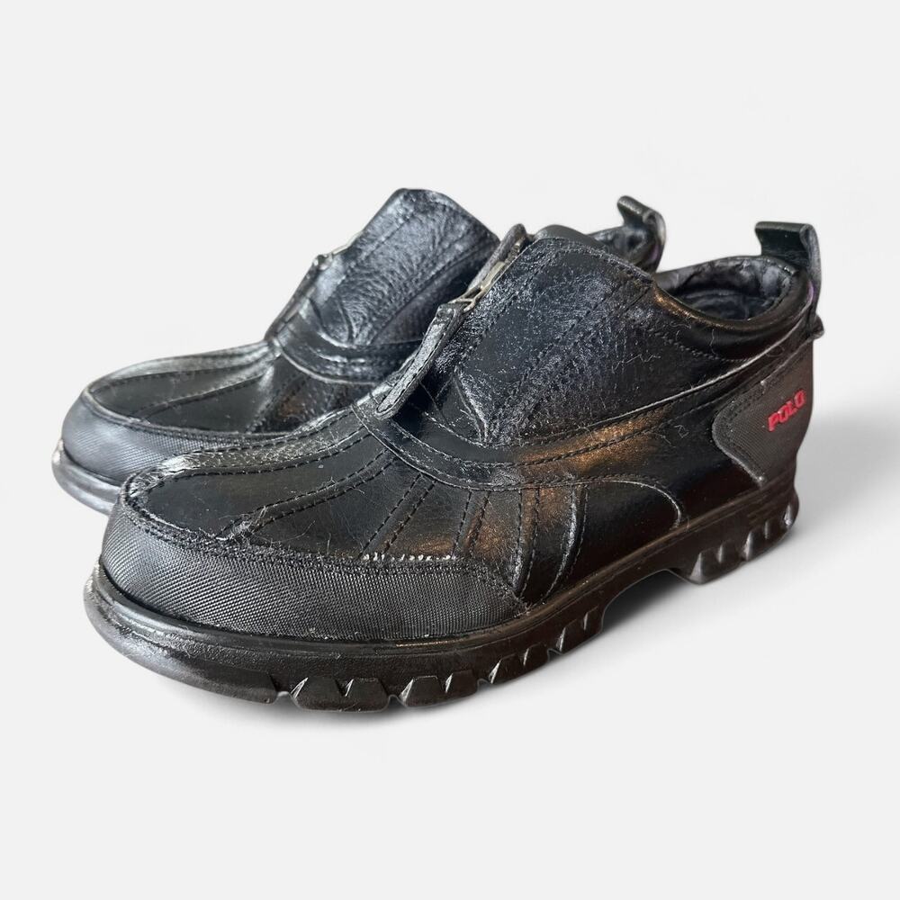 Polo Ralph Lauren Duck Boots Mens 9 Black Waterproof Zip Ankle Shoes